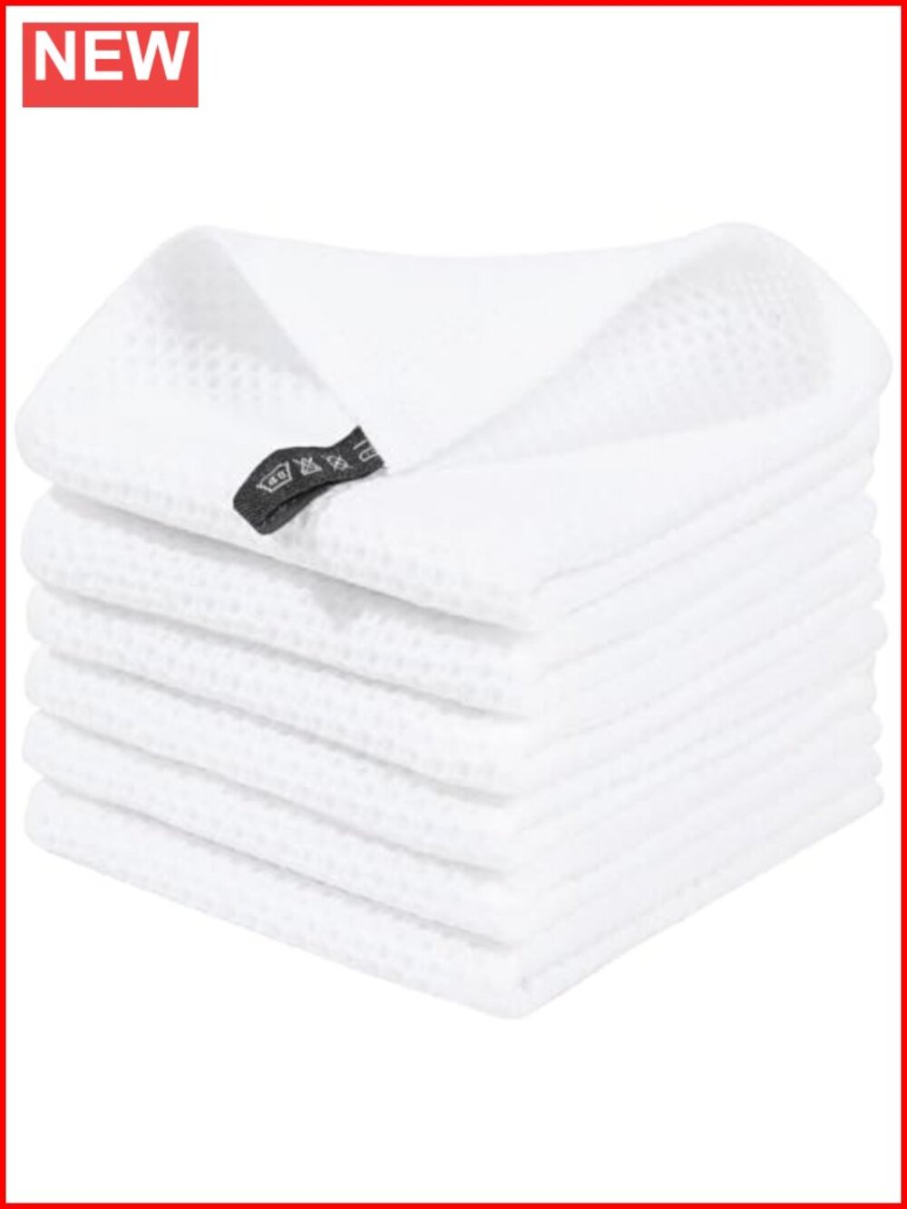 100% Cotton Waffle Weave Kitchen Dish Cloths 6-Pack Super Absorbent